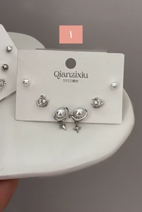پک گوشواره دخترانه مینیمال آبکاری نقره 808