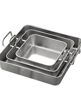 تابه سرو مربع استیل دسته دار سیلور