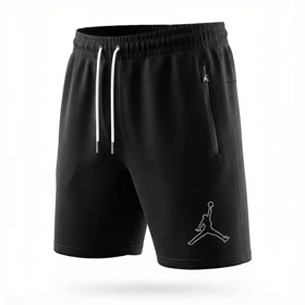 شلوارک ورزشی کوتاه جردن غواصی مخصوص تمرین پا (اسکواتی) و گلدوزی برجسته