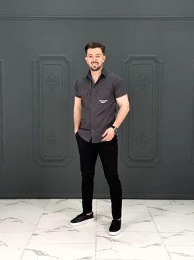 پیراهن 040902 JACK&JONES ذغالی