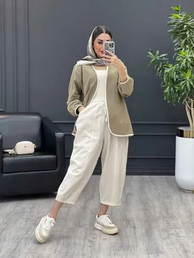 ست مانتو و شلوار مغزی دوزی