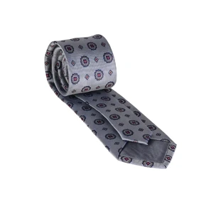 ست کراوات و دستمال جیب طوسی طرح دار 98128