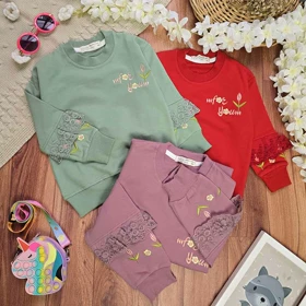 بلوز شلوار دخترانه طرح لاله گلدوزی