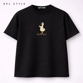 تیشرت باکسی نخ پنبه با طرح اسکیت برد | رنگ ثابت | کد 1453