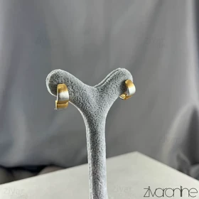 گوشواره زنانه حلقه‌ای دورنگ طلایی مات 20450