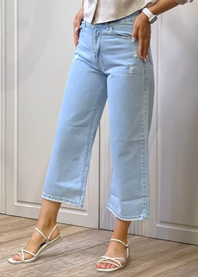 شلوار واید جین آبی روشن