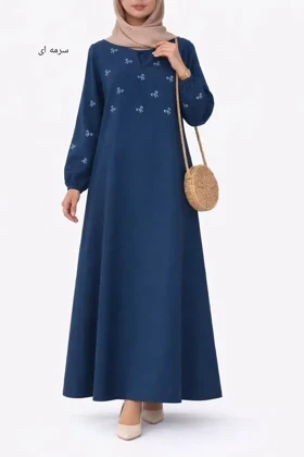 پیراهن مانتویی گلدوزی فرنیا همراه با کمربند