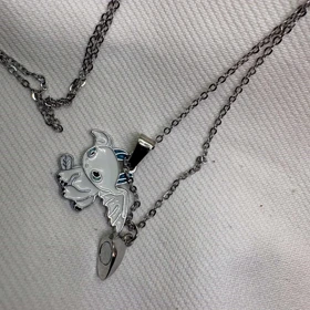 ست گردنبند دو نفره مدل «اژدها و قلب مگنتی» | پلاک مکمل با زنجیر دیپلمات استیل
