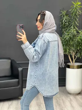 مانتو جین جیب پاکتی لاوین