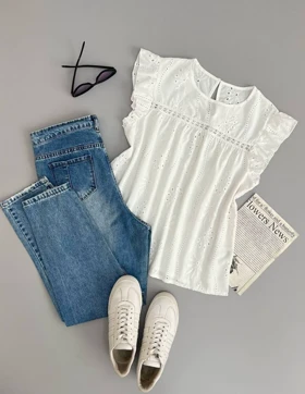 تاپ آستین چین خامه دوزی کد 2908