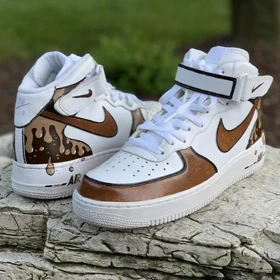 کفش ایرفورس ساق بلند کاستوم Caramel Drip