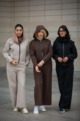 سویشرت زنانه کلاهدار استردار