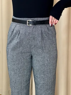 شلوار مام فیت پیلی دار فوتر خاکستری 180302