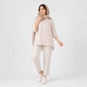 تونیک زنانه لینن نچرال طرح گوزن کد 260