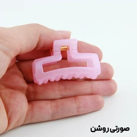 کلیپس دخترانه مدل مستطیلی کوچک دو رنگ (صورتی روشن)