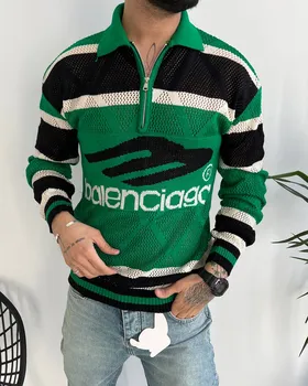 بافت نیم زیپ نازک BALENCIAGA رنگ سبز مشکی