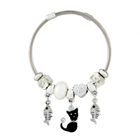 دستبند پاندورا مدل گربه و ماهی