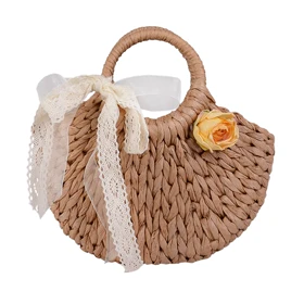 کیف حصیری ساحلی صدف گل‌دار (نسکافه ای)