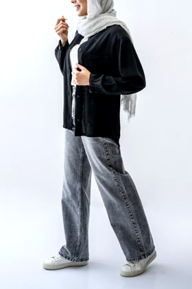 شومیز باکسی یقه گرد جیب‌دار زنانه