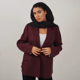 کت لینن کجراه پشت چاک (زرشکی)