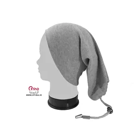 کلاه اسکارف ساده و کشی رنگ خاکستری/ بند دار