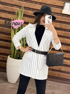کت راه راه یقه انگلیسی