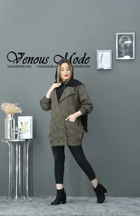 مانتو لینن ژاکارد چهاردکمه