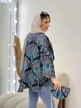 مانتو طرح دار کیف دار