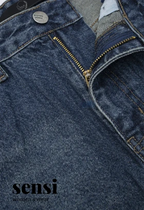 شلوار جین هالف بگ زاپ‌دار کد1000593