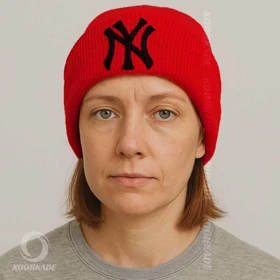 کلاه بافت طرح NY (کرم)