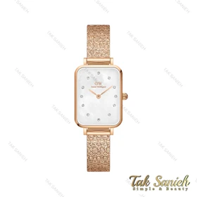 ساعت دنیل ولینگتون زنانه کوادرو رزگلد صفحه صدف نگین‌دار DW-4317-L