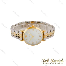 ساعت امپریو آرمانی زنانه دورنگ طلایی صفحه سفید صدفی Armani-5182-L