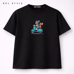 تیشرت باکسی طرح تام و جری 100٪ پنبه | کد 1335