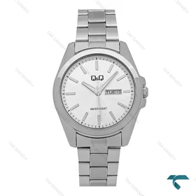 ساعت کیو اند کیو مردانه اورجینال نقره ای دو تقویم QQ-8245-G
