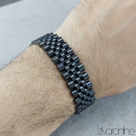 دستبند رولکس مردانه پهن مشکی 40153