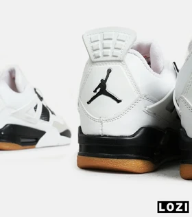 کتانی ساق‌دار زنانه و مردانه سفید مشکی Nike air jordan 4 مدل 6593