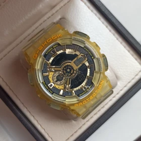 ساعت مچی اسپرت طرح جیشاک 110 رنگ زرد بند شفاف