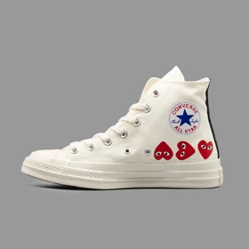 کانورس پلی مولتی هارت سفید ساق‌دار Converse Cdg Play Multi Heart White Hightop