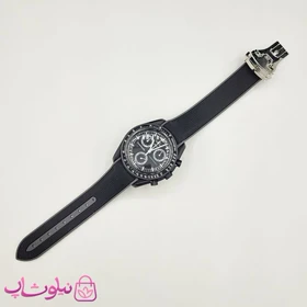 ساعت امگا سواچ moonswatch با بند رابر زنانه مردانه رنگ فول مشکی کیفیت مستر کد 3750