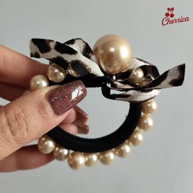 کش مو مرواریدی روبان پلنگی کد 30