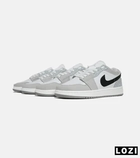 کفش کتانی مردانه و زنانه سفید طوسی مشکی نایک NIKE jordan 1