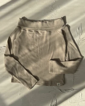 بلوز یقه قایقی  کد 1400180 (خاکی)