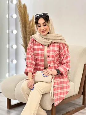 مانتو چهارخونه تک جیب