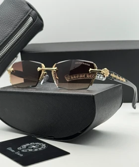 عینک فریم لس کروم هارتز کد 2924 Chrome Hearts (قهوه ای)