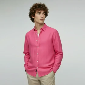 پیراهن آستین بلند یقه دکمه‌دار لینن کتان inception