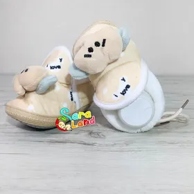 جوراب پاپوشی نوزاد مخمل مدل فیل نسکافه ای