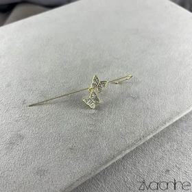 گوشواره زنانه کراس مدل پروانه نگین‌دار 20415