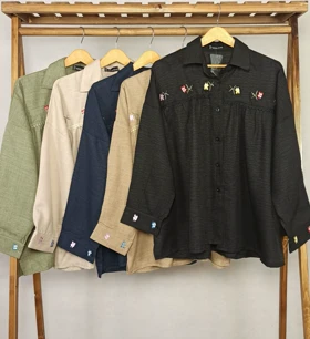 شومیز عروسکی گلدوزی (MD-1-2661) (مشکی)