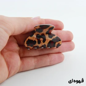 کلیپس دخترانه مدل بند انگشتی طرح صخره پلنگی (قهوه‌ای)