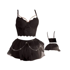 ست دامنی فنردار رنگ مشکی برند گلوریا برند کد 1210